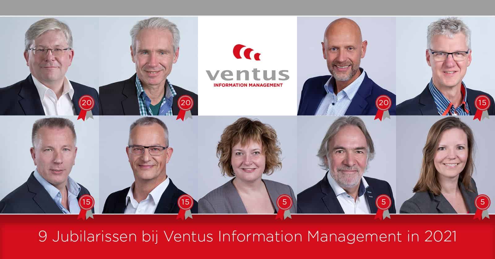 Negen jubilarissen bij Ventus Information Management in 2021