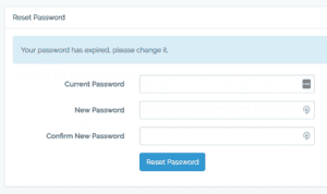 Een screenshot van een melding dat het wachtwoord is verlopen.